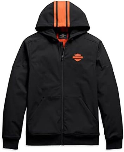 Harley-Davidson Men's Vertical Stripe Hooded Stretch Jacket, Black - 98408-20VM in Saudi Arabia