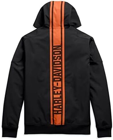Harley-Davidson Men's Vertical Stripe Hooded Stretch Jacket, Black - 98408-20VM in Saudi Arabia