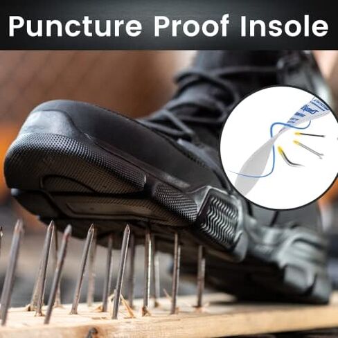 أحذية SPIEZ ذات المقدمة الفولاذية للرجال، أحذية أمان مريحة للرجال مع نعل داخلي مقاوم للثقب، أحذية عمل لأعمال البناء والارتداء اليومي in Kuwait