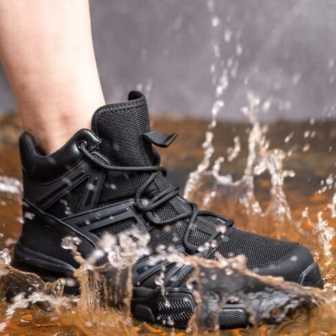 أحذية SPIEZ ذات المقدمة الفولاذية للرجال، أحذية أمان مريحة للرجال مع نعل داخلي مقاوم للثقب، أحذية عمل لأعمال البناء والارتداء اليومي in Kuwait