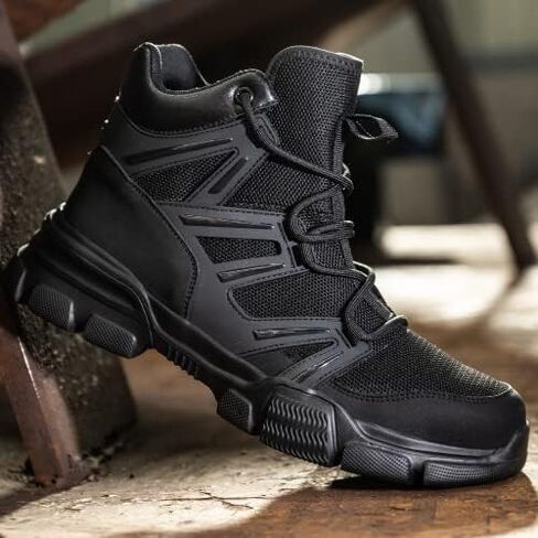 أحذية SPIEZ ذات المقدمة الفولاذية للرجال، أحذية أمان مريحة للرجال مع نعل داخلي مقاوم للثقب، أحذية عمل لأعمال البناء والارتداء اليومي in Kuwait