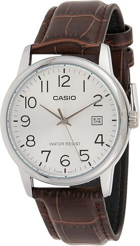 Casio #MTP-V002L-7B Men's Standard Analog Leather Band Easy Reader Day Date Watch in Saudi Arabia