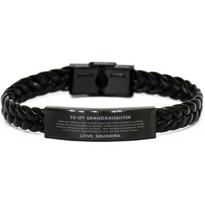 to My Granddaughter Braided Leather Bracelet, I Want You to Believe Deep in Your Heart, Best Birthday Gifts, from Grandpa in Saudi Arabia