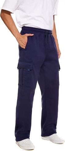 Cargo Sweatpants for Men Heavyweight Fleece Sweat Pants Mens Baggy Pants Joggers with Pockets in Kuwait