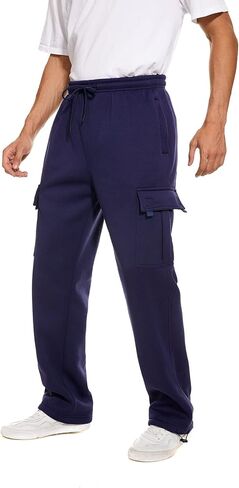 Cargo Sweatpants for Men Heavyweight Fleece Sweat Pants Mens Baggy Pants Joggers with Pockets in Kuwait