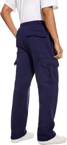 Cargo Sweatpants for Men Heavyweight Fleece Sweat Pants Mens Baggy Pants Joggers with Pockets in Kuwait