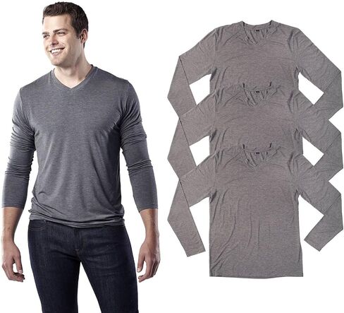 Mr. Davis Men's Long Sleeve Bamboo Viscose Base Layer Undershirt 3 Pack in Kuwait