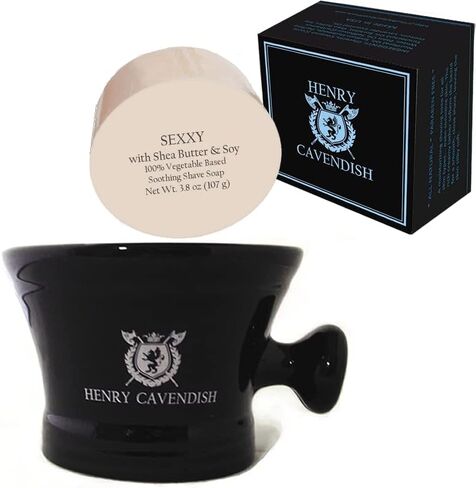 Henry Cavendish Sexxy Shaving Kit with - Shaving Soap with Shea Butter & Coconut Oil. Long Lasting 3.8 oz Puck Refill, plus Gentleman's Ceramic Shaving Soap Bowl with Handle. in Kuwait
