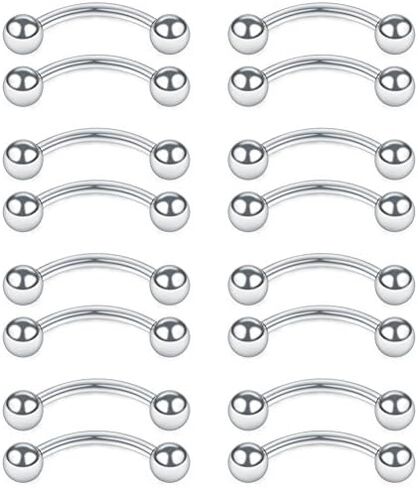 SCERRING 14G أكريليك شفاف Bioflex والفولاذ المقاوم للصدأ منحني الحديد كماشة ثعبان عيون حلقة سحب ثقب التجنيب 16-24 قطعة in Kuwait