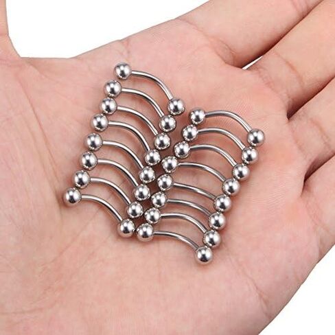 SCERRING 14G أكريليك شفاف Bioflex والفولاذ المقاوم للصدأ منحني الحديد كماشة ثعبان عيون حلقة سحب ثقب التجنيب 16-24 قطعة in Kuwait