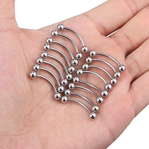 SCERRING 14G أكريليك شفاف Bioflex والفولاذ المقاوم للصدأ منحني الحديد كماشة ثعبان عيون حلقة سحب ثقب التجنيب 16-24 قطعة in Kuwait