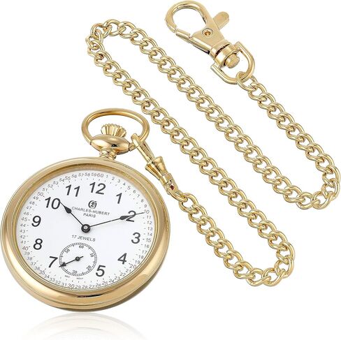 Charles-Hubert, Paris Gold-Plated Open Face Mechanical Pocket Watch in Saudi Arabia