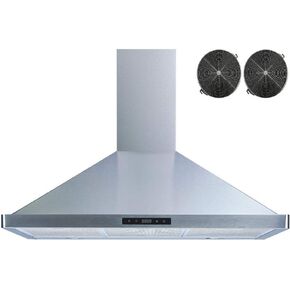 Winflo 36 In. Convertible Stainless Steel Wall Mount Range Hood with Aluminum Mesh Filters, Charcoal Filters and Touch Sensor Control in Kuwait