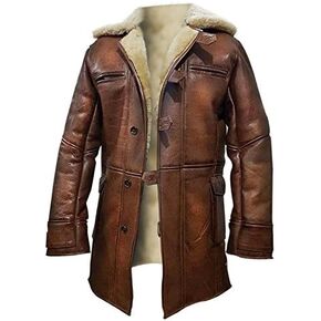 Bane Coat TDKR Tom Hardy Winter Shearling Brown Super Hero Leather Coat Jacket in Saudi Arabia