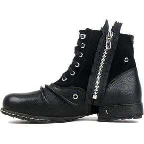OSSTONE Moto Boots for Men Fashion Zipper-up Leather Chukka Boots Casual Shoes OS-5008-8-US