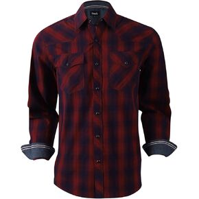 VENZULIA Men's Western Snap Shirt Long Sleeve Regular Fit Plaid Shirts