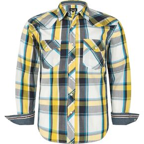 VENZULIA Men's Western Snap Shirt Long Sleeve Regular Fit Plaid Shirts in Saudi Arabia