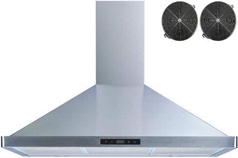 Winflo 36 In. Convertible Stainless Steel Wall Mount Range Hood with Aluminum Mesh Filters, Charcoal Filters and Touch Sensor Control in Saudi Arabia