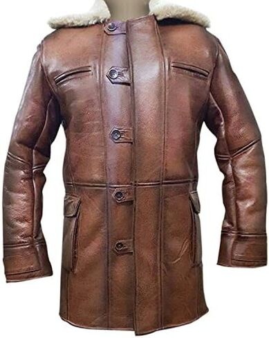Bane Coat TDKR Tom Hardy Winter Shearling Brown Super Hero Leather Coat Jacket in Saudi Arabia