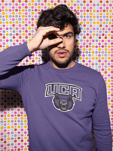 CreateMyTee | Purple Central Arkansas UCA Bear Head Crewneck Sweatshirt in Saudi Arabia