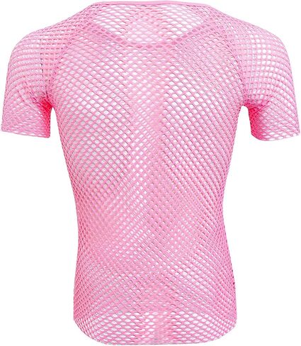 ABAFIP Men's Grid Mesh Fishnet Tank Top Short Sleeve T-Shirt Slim Fit Muscle Tee Workout See Thru Undershirt Clubwear in Kuwait