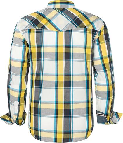 VENZULIA Men's Western Snap Shirt Long Sleeve Regular Fit Plaid Shirts in Kuwait