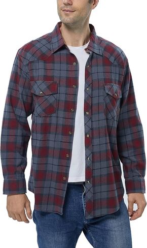 COEVALS CLUB Men's Flannel Shirts Long Sleeve Western Snap Casual Plaid Work Shirts in Saudi Arabia