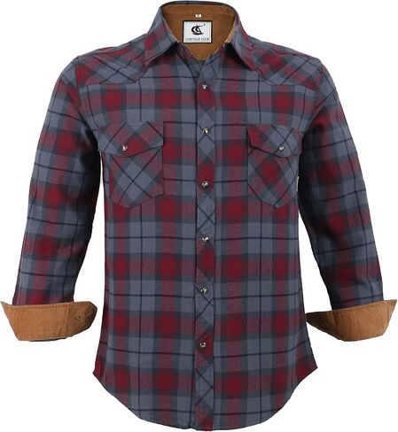 COEVALS CLUB Men's Flannel Shirts Long Sleeve Western Snap Casual Plaid Work Shirts in Saudi Arabia