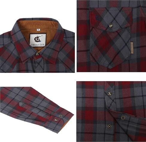 COEVALS CLUB Men's Flannel Shirts Long Sleeve Western Snap Casual Plaid Work Shirts in Saudi Arabia