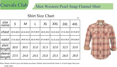 COEVALS CLUB Men's Flannel Shirts Long Sleeve Western Snap Casual Plaid Work Shirts in Kuwait