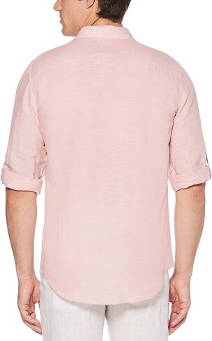 قميص Perry Ellis رجالي بأكمام طويلة من القطن والكتان الصلب بأزرار سفلية (مقاس صغير-Xx-Large) in Kuwait