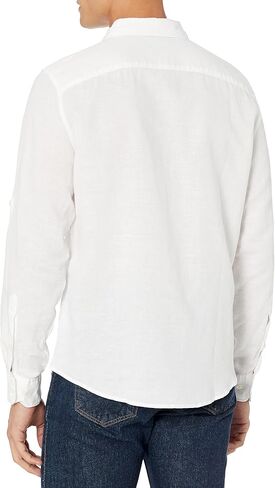 قميص Perry Ellis رجالي بأكمام طويلة من القطن والكتان الصلب بأزرار سفلية (مقاس صغير-Xx-Large) in Kuwait