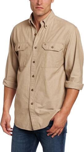 قميص Carhartt الرجالي خفيف الوزن من نوع Chambray بأزرار أمامية ومقاس مريح LS S202 in Kuwait