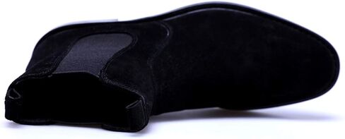Santimon Mens Chealsea Ankle Boots Suede Leather Black Tan in Kuwait