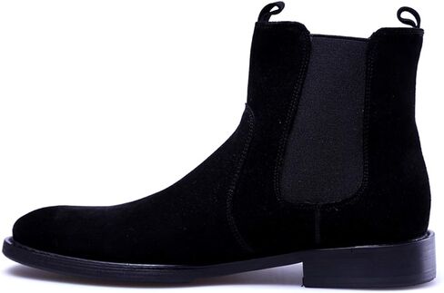 Santimon Mens Chealsea Ankle Boots Suede Leather Black Tan in Kuwait