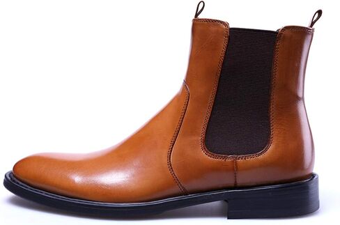 Santimon Mens Chealsea Ankle Boots Suede Leather Black Tan in Kuwait