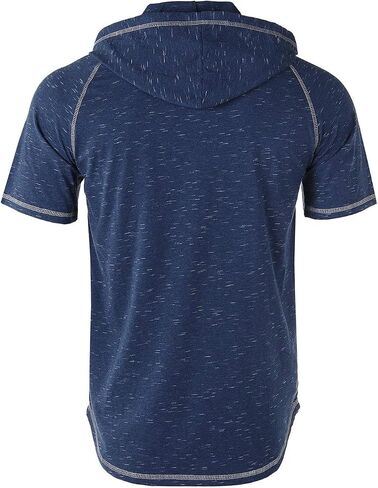 ZIMEGO Men’s Color Block Short Sleeve Casual Fashion Hip Hop Hooded Henley Shirt in Kuwait