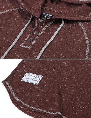 ZIMEGO Men’s Color Block Short Sleeve Casual Fashion Hip Hop Hooded Henley Shirt in Kuwait