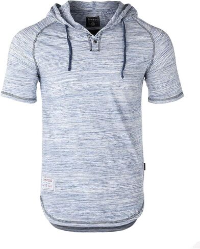 ZIMEGO Men’s Color Block Short Sleeve Casual Fashion Hip Hop Hooded Henley Shirt in Kuwait
