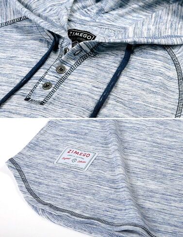ZIMEGO Men’s Color Block Short Sleeve Casual Fashion Hip Hop Hooded Henley Shirt in Kuwait