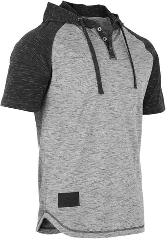 ZIMEGO Men’s Color Block Short Sleeve Casual Fashion Hip Hop Hooded Henley Shirt in Saudi Arabia