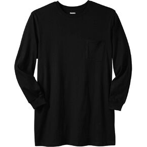 KingSize Men's Big & Tall Shrink-Less Lightweight Longer-Length Long-Sleeve Crewneck Pocket Tee in Kuwait