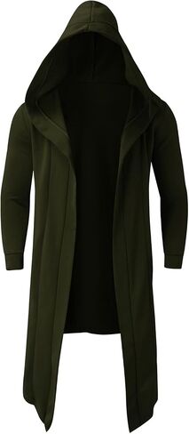 Mens Long Hooded Cardigan Vintage Gothic Cloak Coat Shawl Collar Open Front Drape Cape Overcoat with Pockets in Saudi Arabia
