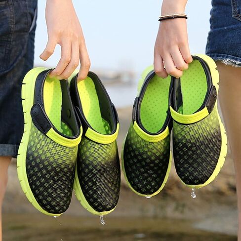 Hsyooes رجل النساء الشامات والقبقاب حديقة أحذية الصيف تنفس شبكة النعال عدم الانزلاق في الهواء الطلق شاطئ صنادل للجنسين in Kuwait