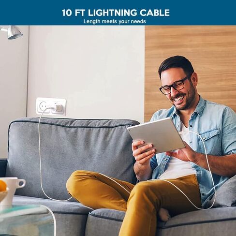 iPad Charger, 20W PD Super Quick USB C Fast Charger [Apple MFi Certified] iPad Pro Charger with 10FT USB C Cable for iPad Pro 12.9/11 inch 2022/2021/2020/2018, iPad Air 5/4th, iPad Mini 6th, iPad 10th in Saudi Arabia