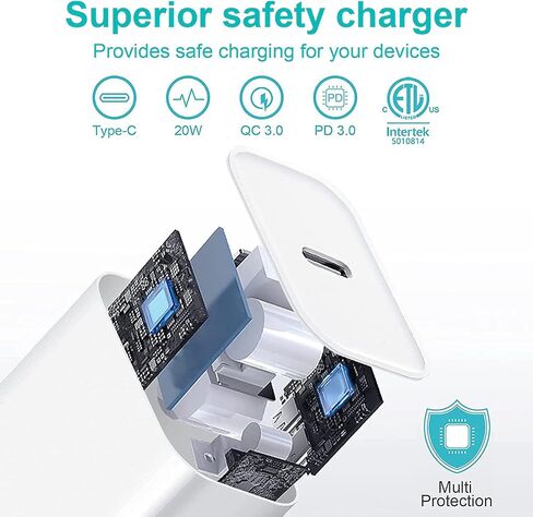 iPad Charger, 20W PD Super Quick USB C Fast Charger [Apple MFi Certified] iPad Pro Charger with 10FT USB C Cable for iPad Pro 12.9/11 inch 2022/2021/2020/2018, iPad Air 5/4th, iPad Mini 6th, iPad 10th in Saudi Arabia