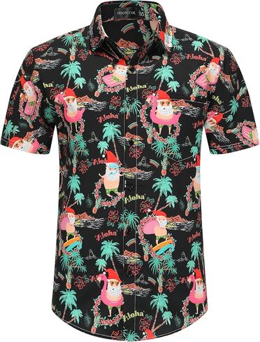 DOOPCCOR Men's Christmas Shirt Santa Claus Party Casual Button Down Hawaiian Shirts for Men in Saudi Arabia