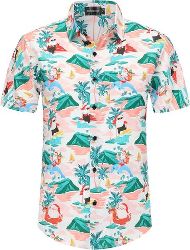 DOOPCCOR Men's Christmas Shirt Santa Claus Party Casual Button Down Hawaiian Shirts for Men in Saudi Arabia