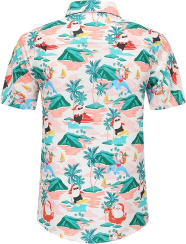 DOOPCCOR Men's Christmas Shirt Santa Claus Party Casual Button Down Hawaiian Shirts for Men in Saudi Arabia