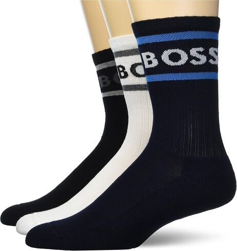 BOSS Men's 3-Pack Bold Logo Stripe Cotton Socks in Saudi Arabia